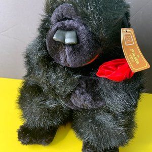 America Wego Gorilla Monkey Plush WITH Rose Stuffed Animal Black Vintage 12"